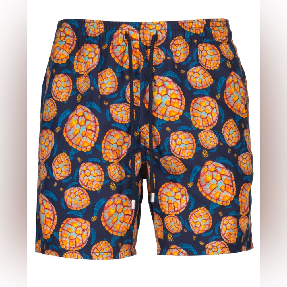 Vilebrequin Orange and Blue Turtle Swim Trunks